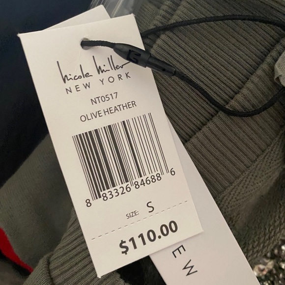 NWT Nicole Miller Olive Sweatshirt Small - Picture 3 of 6